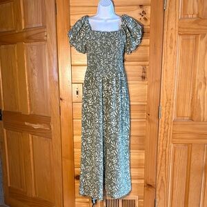 NWOT Inspired Hearts Boho Green Leafy Jumpsuit Size Large